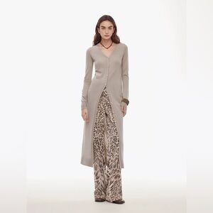 Wilt long Gray Cardigan button up lightweight slit sides revolve Anthropologie m